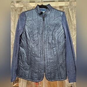 NWT Peter Nygard Women's Metallic Blue Leather Jacket (S)